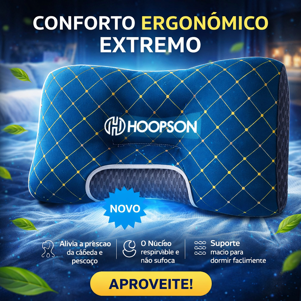 Travesseiro Ortopédico Cervical Fino Ergonômica de Algodão Tricotado para Pescoço e Coluna COR AZUL