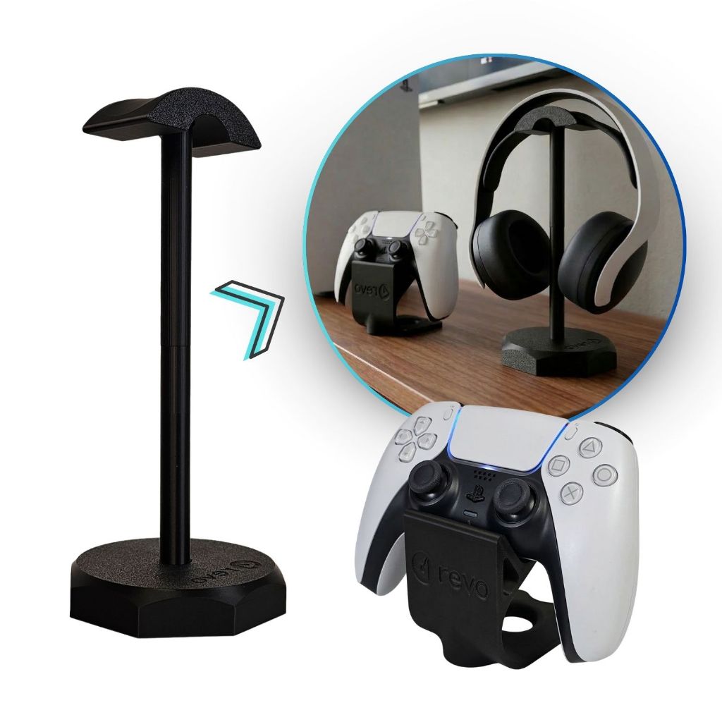 Kit Suporte Zenith+Grip Revo Headset Headphone Fone Controle Ps5 Xbosx Series  X S Gamer Universal