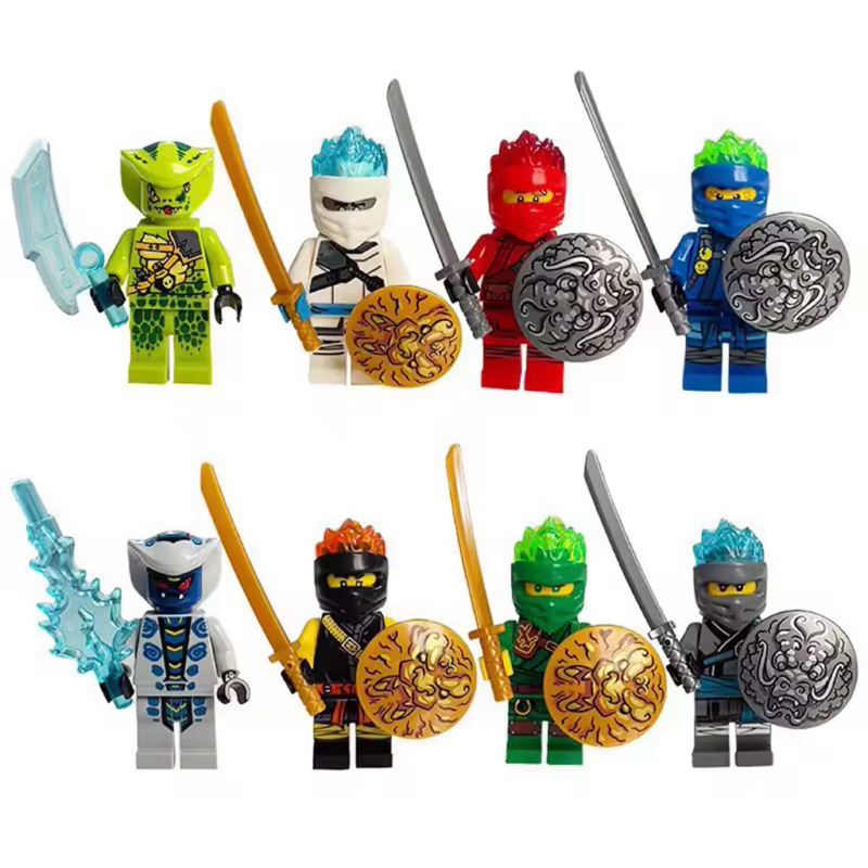 8 Bonecos Ninjas Ninjago Comptivel C/ A Marca Marvel Atacado acompanha espadas em Oferta na Shopee