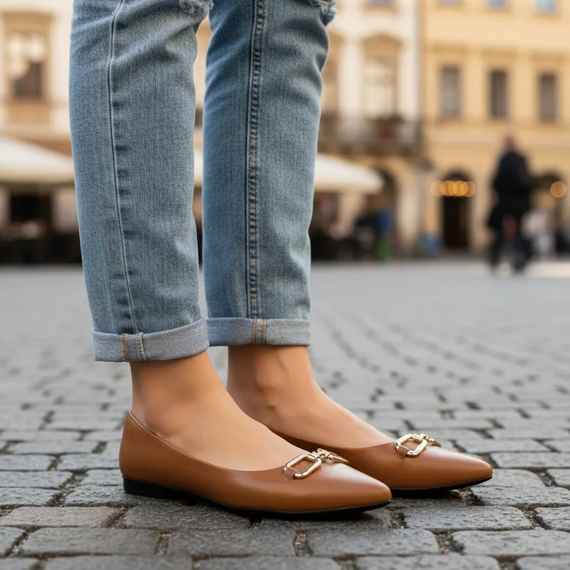 Sapatilha Bico Fino Caramelo Ligthgel Confortável Casual Elegante Feminina Moderna Flexível Trabalho