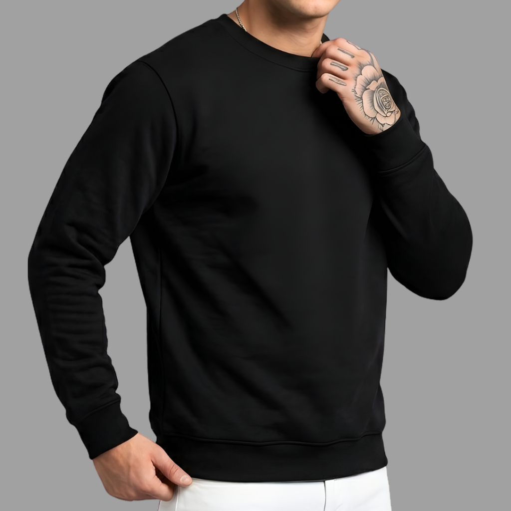 Moletom Gola Redonda Blusa De Frio Básica Careca Casaco Flanelado Liso Algodão Inverno