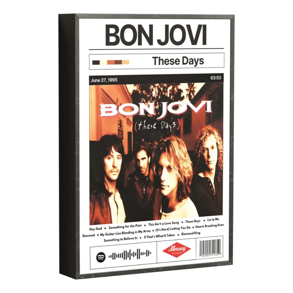 Quadro Bon Jovi Spotify Álbum 32x22cm - Escolha seu Álbum