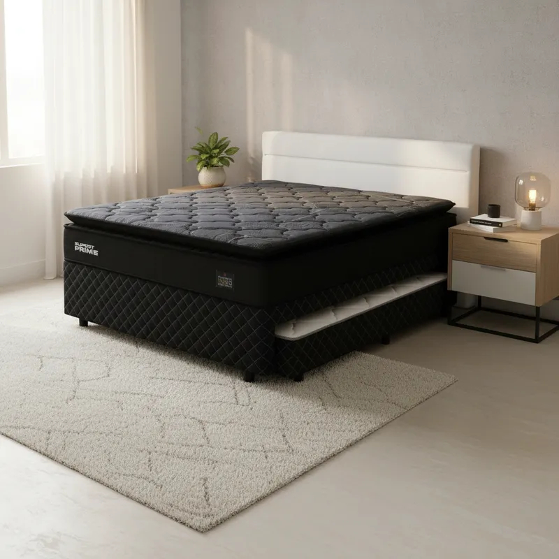 Box com Colchão de Espuma D45 Pillow Top Suport Prime + Auxiliar de Espuma D28 Positanno Casal 138cm