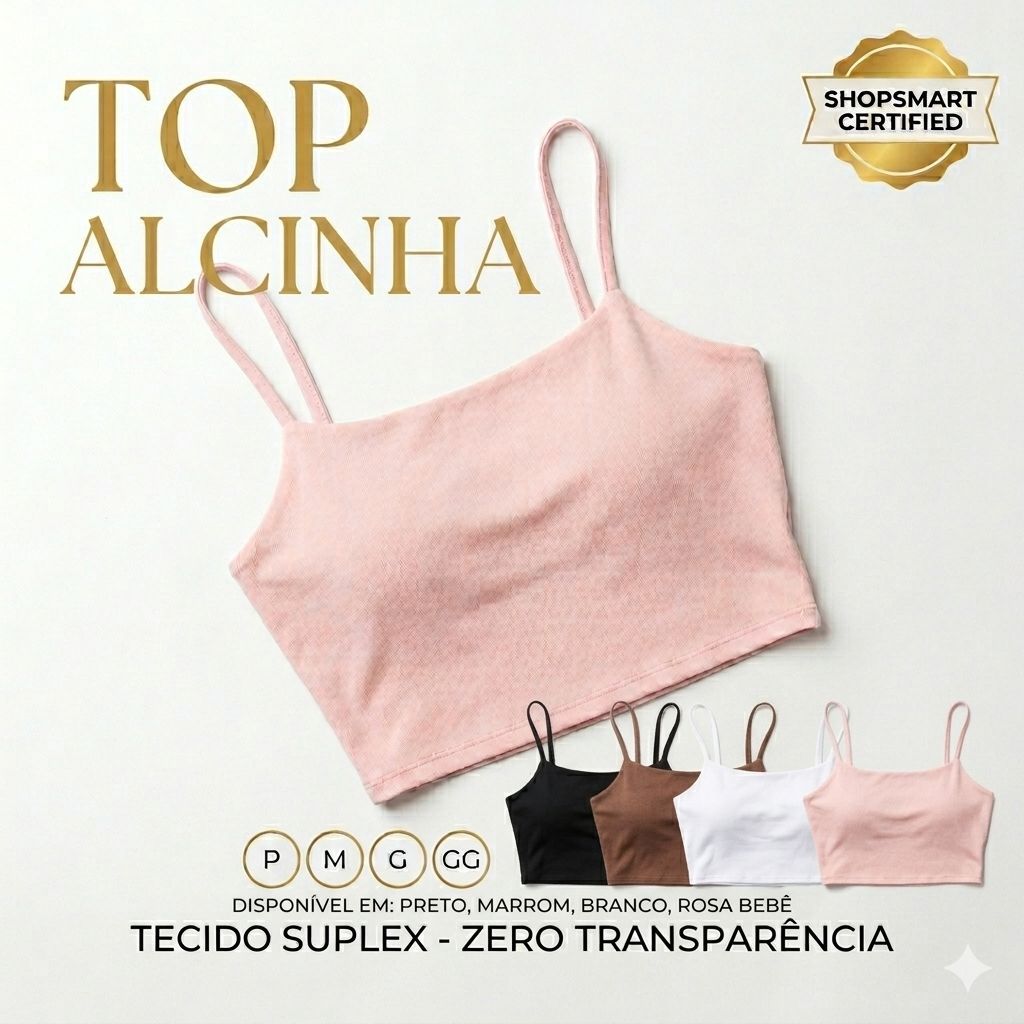 Top Alcinha Feminino Suplex Premium Forro Duplo Croped Zero Transparência Blusinha Alça Reforçada Academia
