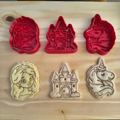 Cortador GRANDE Sanduiche Molde pão lancheira Lanche Princesa unicórnio castelo Infantil Molde + Marcador