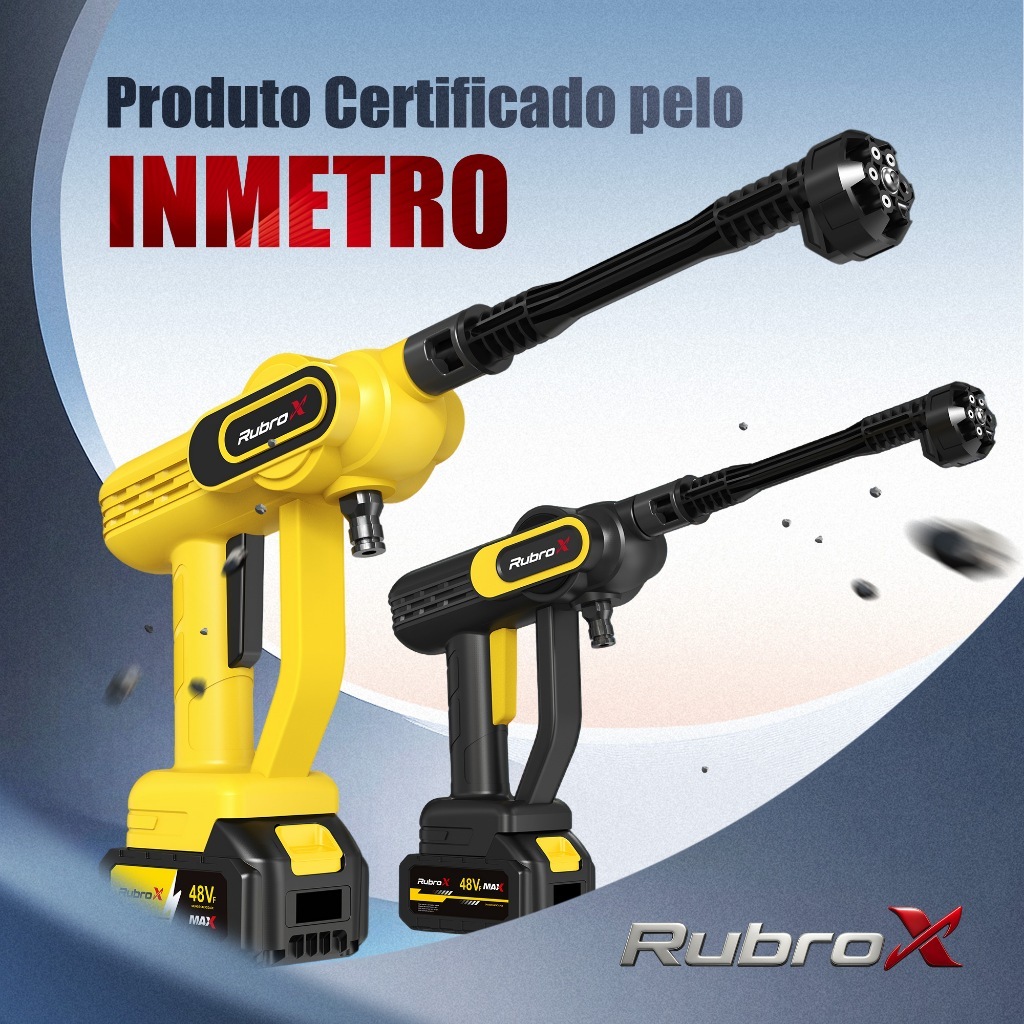 RubroX 300W 6 em 1 Lavadora Alta Pressão Bivolt Portátil Profissional Sem Fio Recarregável Original