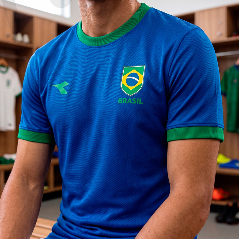 Camiseta Do Brasil Diadora Masculina Campione Confortável Leve Esportiva Dia a Dia Original