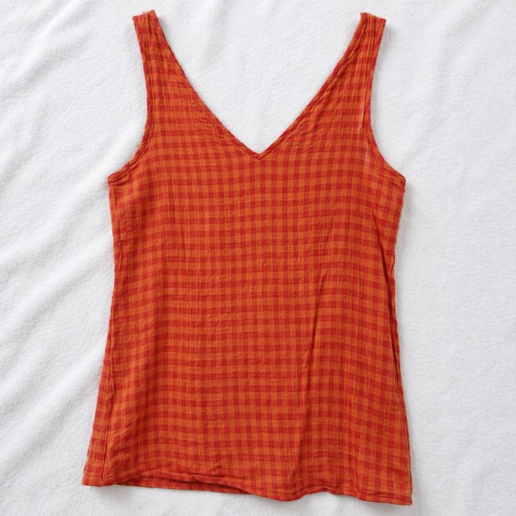 blusa regata xadrez vichy algodão vintage anos 90