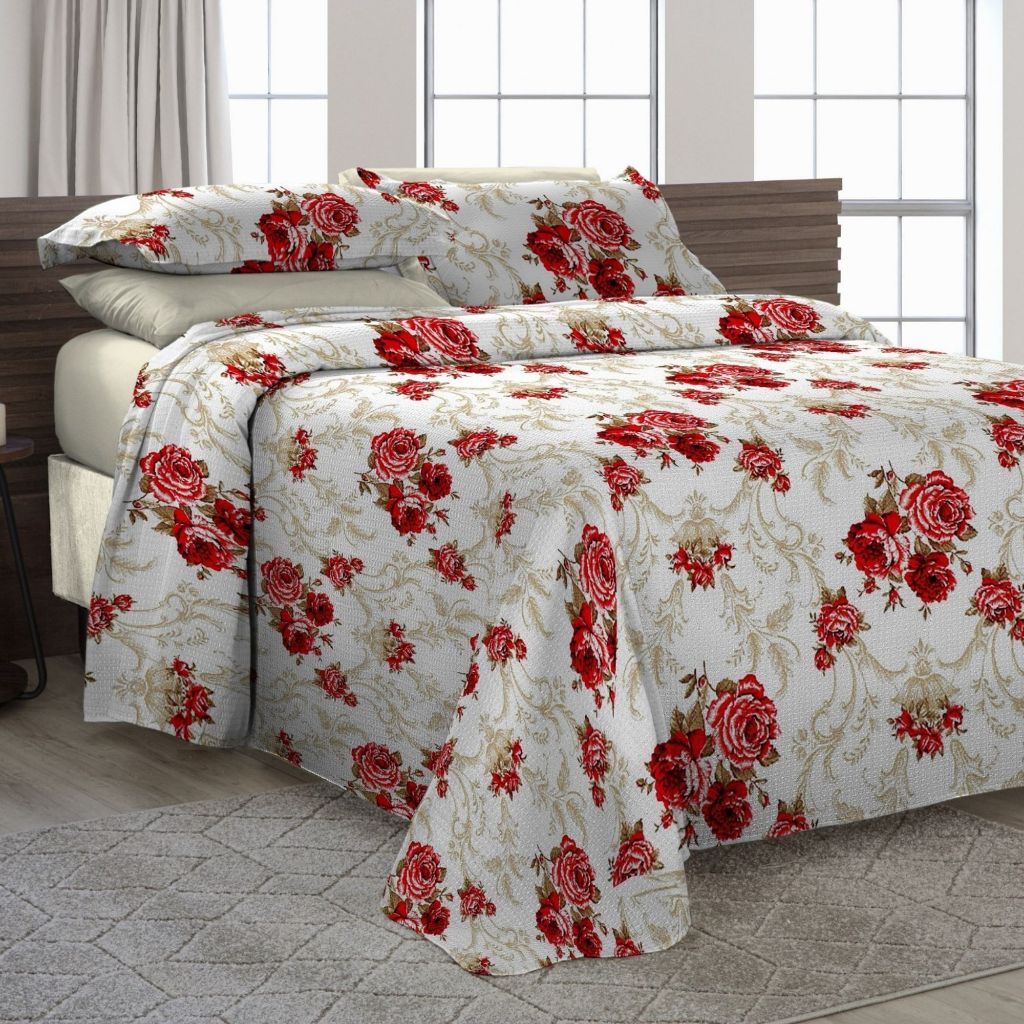 Cobre Leito Madrid Piquet Casal Queen King Kit 3 Peças Texturizado Estampado Cobreleito Para Quarto