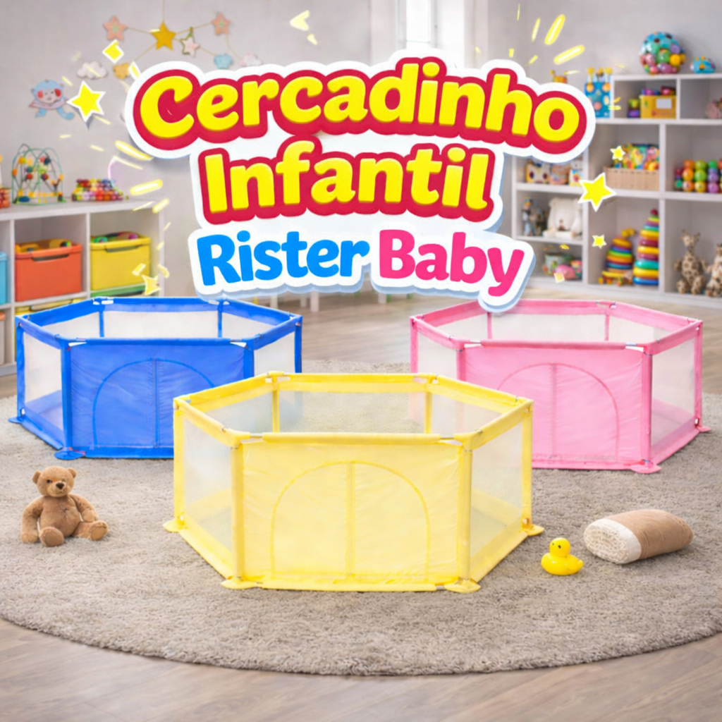 Cercado Bebê Infantil com Zíper Tela Respirável Grande Espaço Seguro Rister Baby