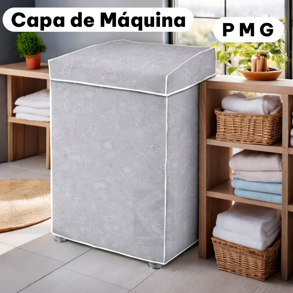 Capa de Maquina de Lavar PVC cinza Com Tampa impermeável P M G 7kg 8kg 9kg 10kg 11kg 12kg 13kg