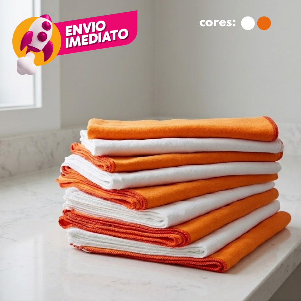 Flanela Limpeza Geral 40x60 100% Algodão Branca Ou Laranja Pano Limpar Polir Secar Lustrar