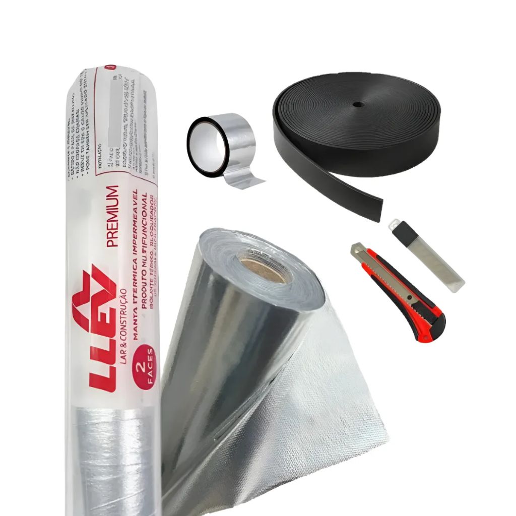 Manta Térmica Foil De Subcobertura Dupla Face + Fita De Emenda + Fixador De Manta + Estilete