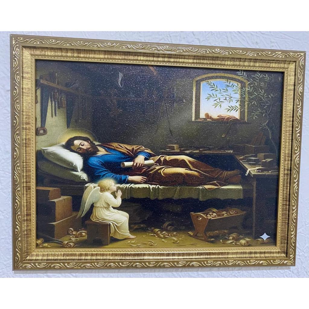 QUADRO SAO JOSÉ DORMINDO 30X40 RESINADO MOLDURA PREMIUM