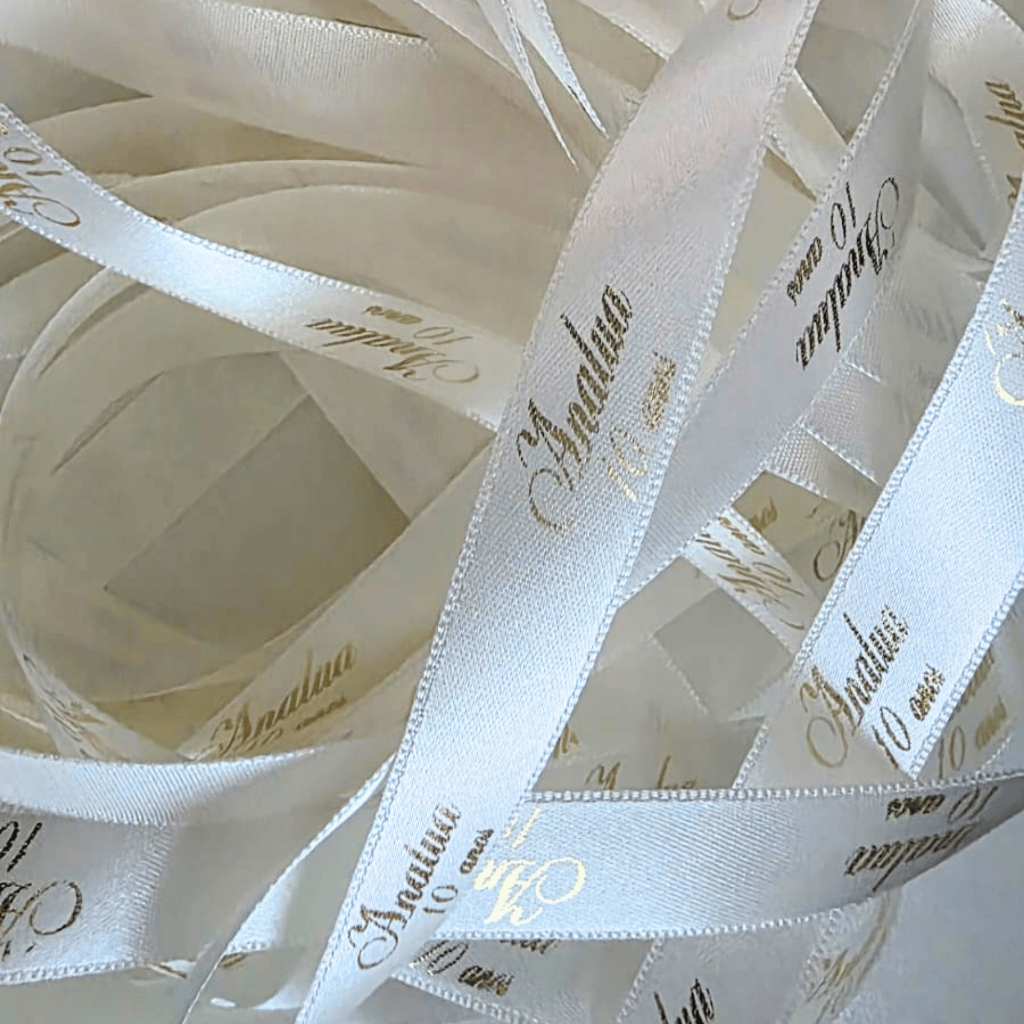 Fita de Cetim Personalizada 15mm 50 metros com nome logo lembrancinhas embalagens