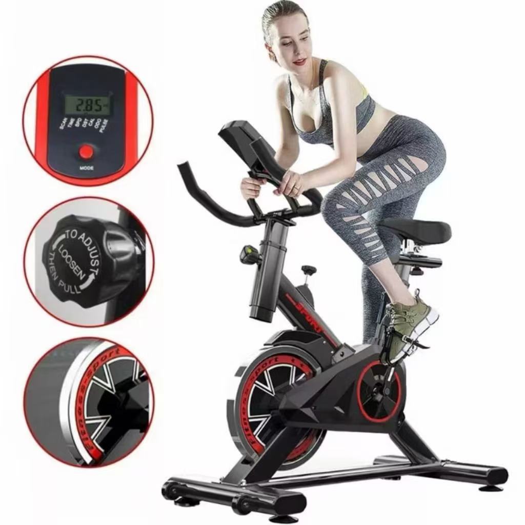 Esta é uma bicicleta ergométrica doméstica silenciosa, equipada com um volante de 15 kg e capacidade de carga de 150 kg.