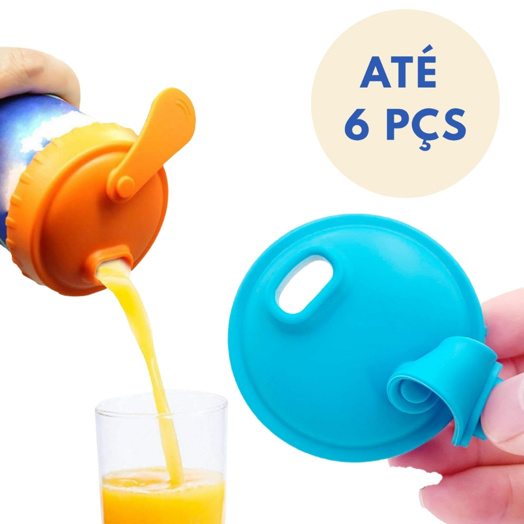 KIT Tampa Silicone para Lata Latinha com Bico Reutilizável Anti Derramamento