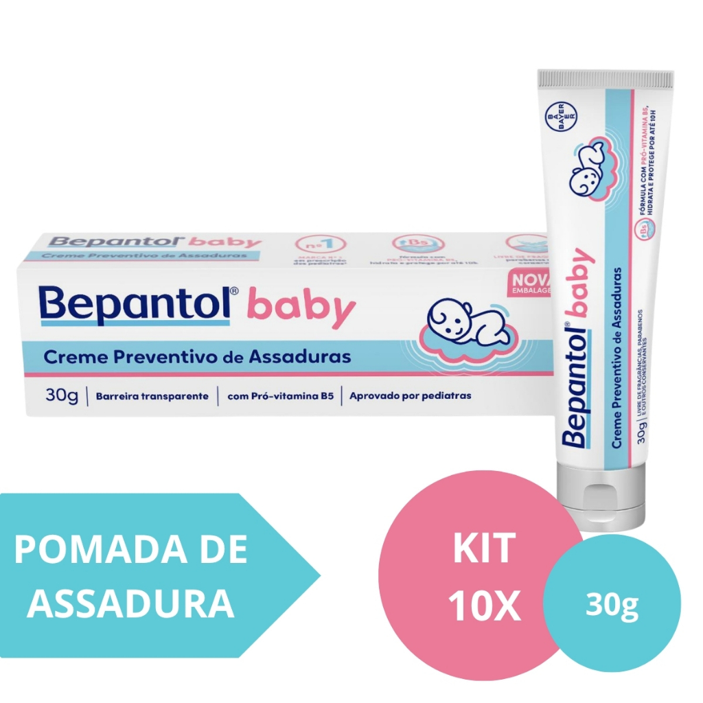 Kit com 10 Cremes Pomada de Assadura 30gr Cada - Bepantol