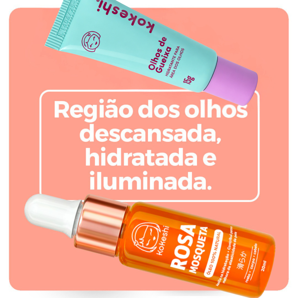 Kit Kokeshi Olhos de Gueixa e Óleo de Rosa Mosqueta com Hidratação Intensa