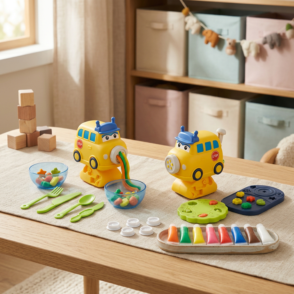 Kit 2x Massinha Onibus 21 Pecas na Caixa Brinquedo Educativo Infantil Criativo DIY Presente