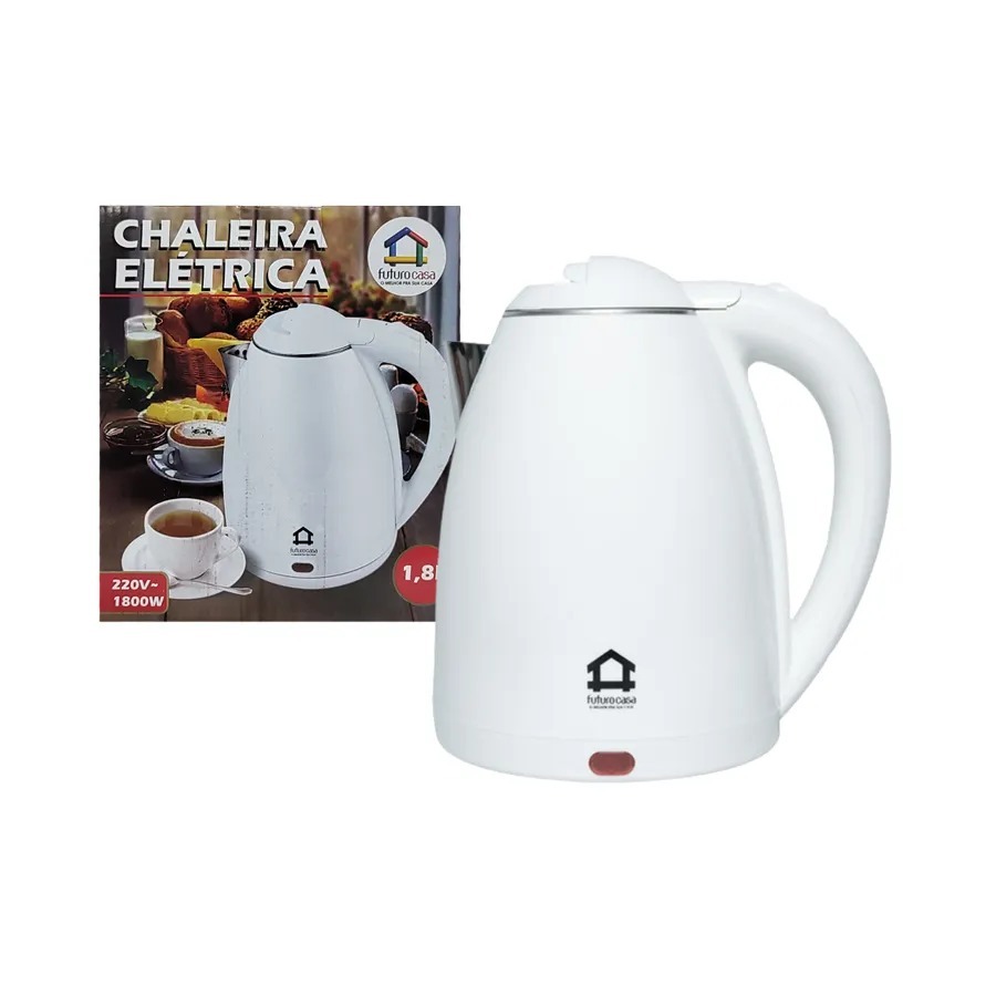Chaleira Elétrica 1,8 Litros Jarra Inox  Branca e Preta - Futuro Casa