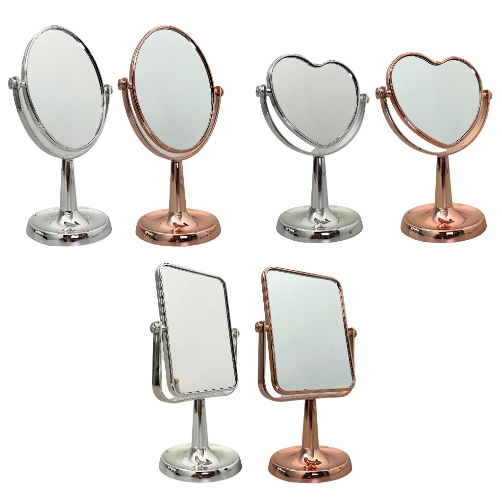 Espelho Mesa Maquiagem Dupla Face Com Aumento Zoom Coração Oval Retangular Penteadeira Decoração