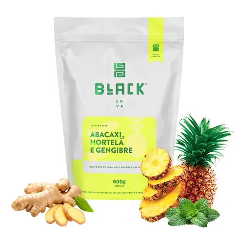 Erva Mate para Tereré Black Erva - Fit Abacaxi Hortelã e Gengibre