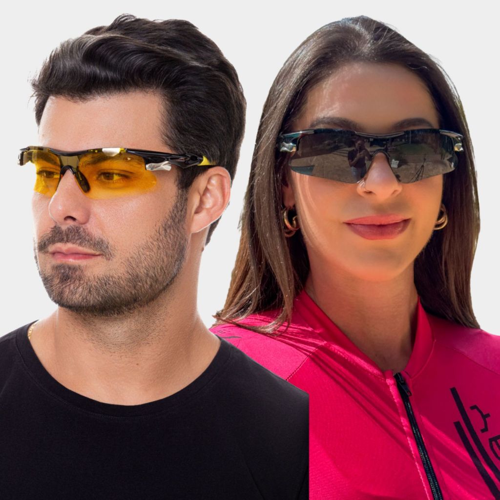 Kit 2 Óculos Ciclismo Unissex Corrida Esportivo Bike Ciclismo Academia Proteção UVA