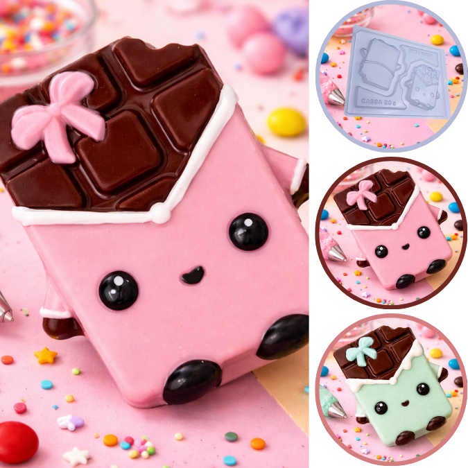 Forma De Acetato BARRINHA DE CHOCOLATE 3 Partes BWB com Silicone Para Chocolates.(CHOCO)
