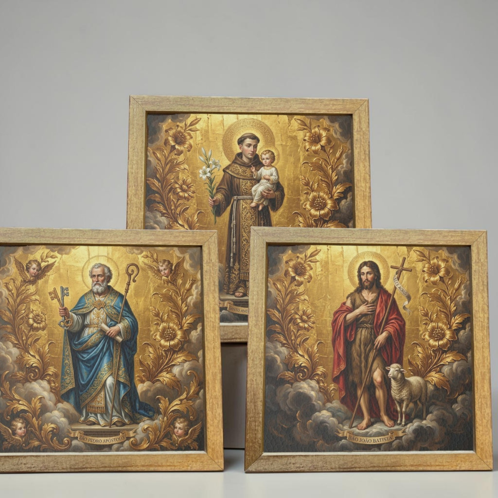 Adorno mesa quadro religioso são Pedro Joao batista Antonio judas tadeu 15cm quadrinho fazemos de todos santos