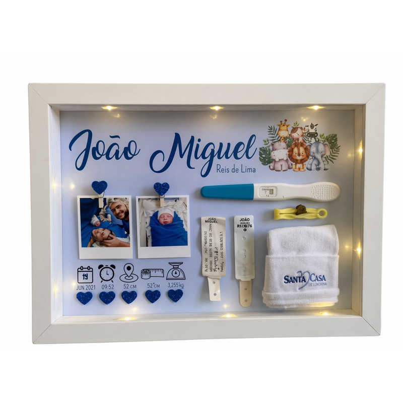 Quadro Eternização do Nascimento Quadro Luminária bebê Personalizado Objetos Bebê!