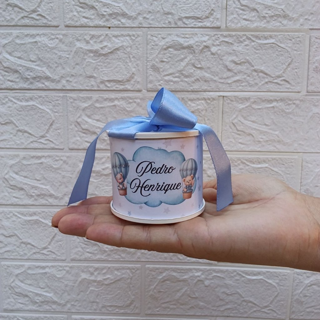 Kit Tubolata Balão Azul Personalizada Lembrancinhas / chá de bebê/ revelação/ batizado/ maternidade/ aniversário 5x6