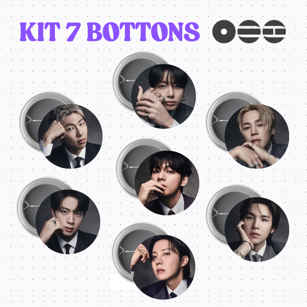 Kit 7 Bottons de Kpop BTS ARIRANG Para Armys Colecionáveis Pins para Mochila Jaqueta