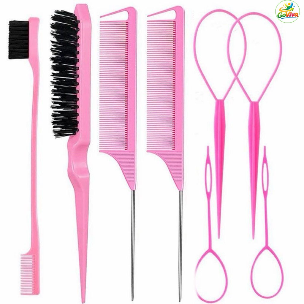 Kit Conjunto de 8 peças para estilizar e trançar o cabelo, incluindo borrifador, pente e ferramenta para trançar