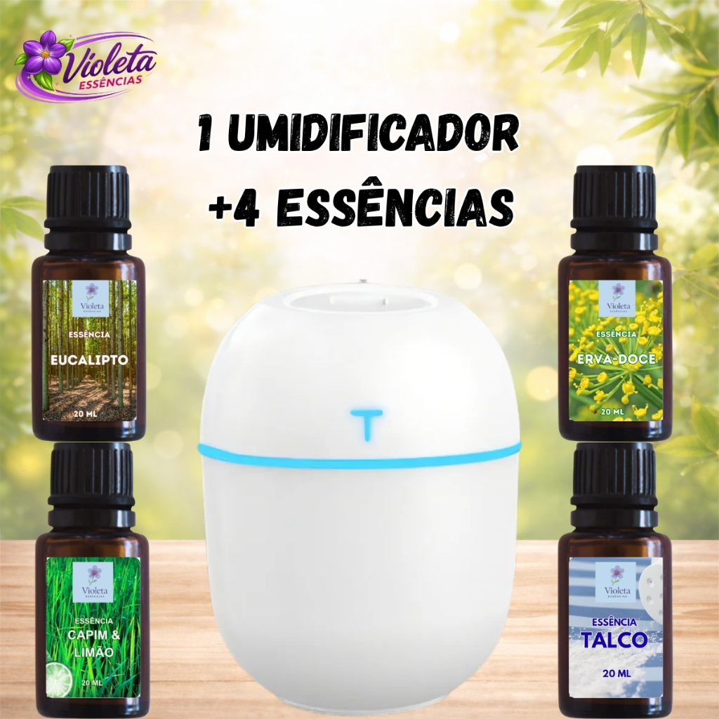 Umidificador Aromatizador com 4 Essências Hidrossolúvel|Difusor Modelo Egg 200ml