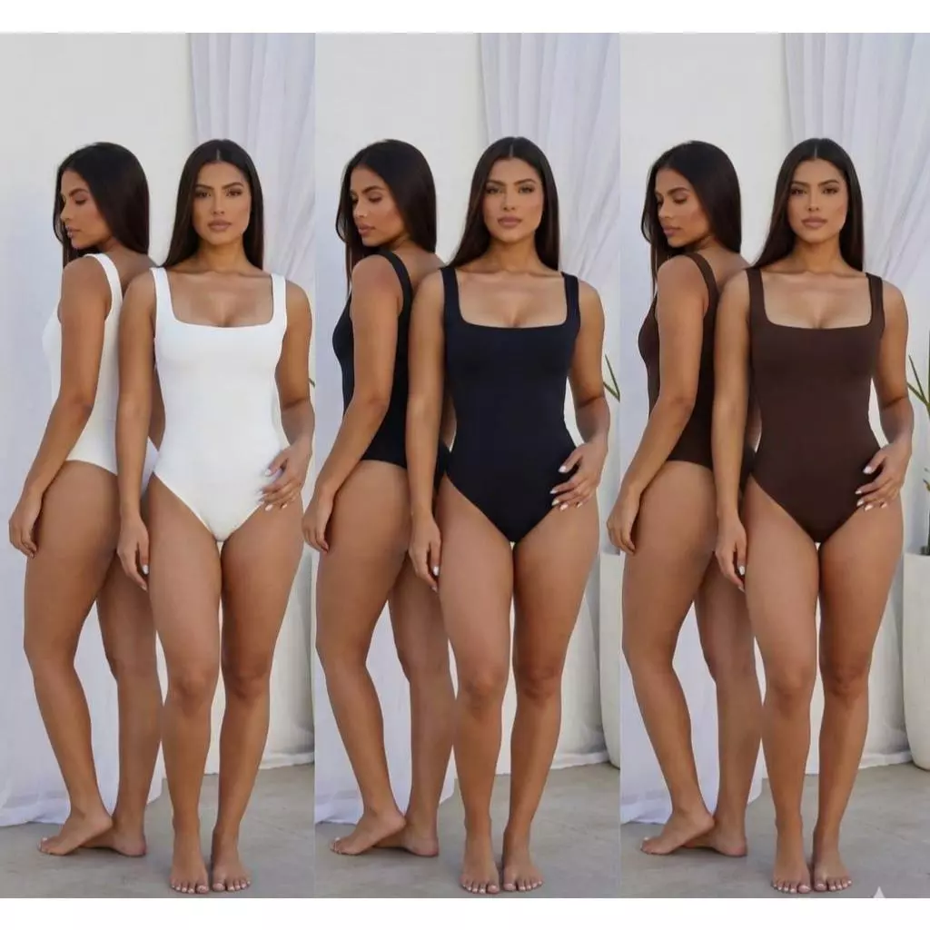 Body Feminino Regata em Suplex Premium com Decote Quadrado e Modelagem Confortável.