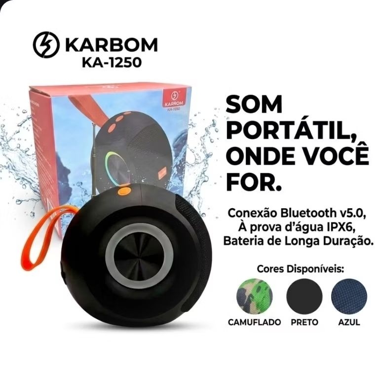 Caixa de Som Portátil Bluetooth 8W com Antena e Alça Kapbom KA-8299