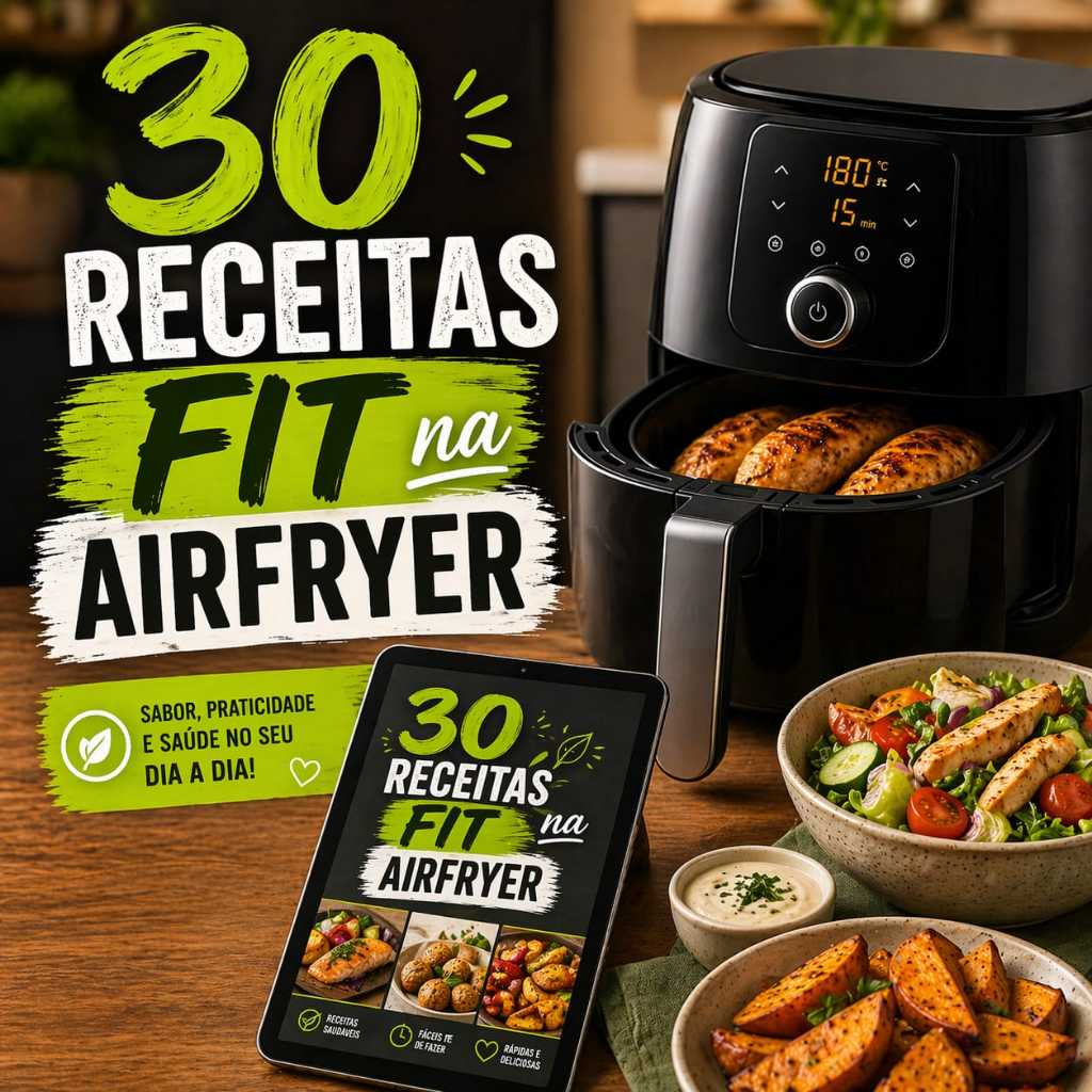 E-books Leves - 30 receitas fit na Air Fryer - Produto digital, em PDF.