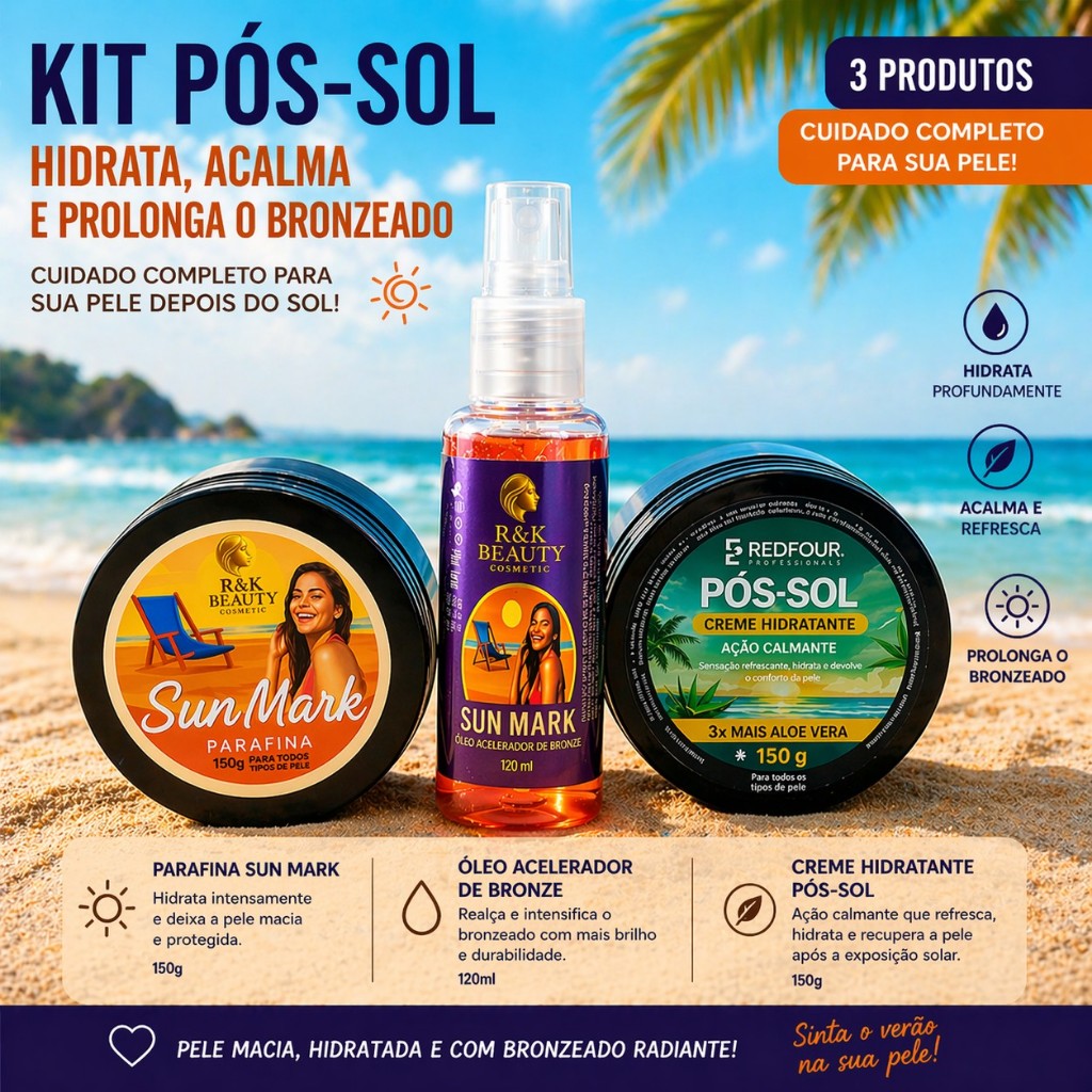 Bronzeador Completo | Óleo Acelerador 120ml + Parafina Ativadora 150g | Marquinha