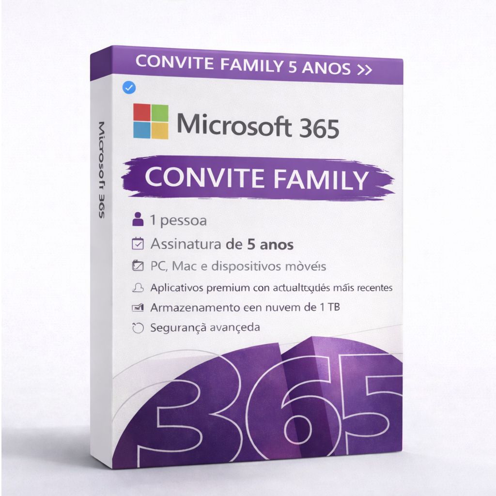 Microsoft Office 365 Original – Convite 5 ANOS + 1TB OneDrive Entrega Físical