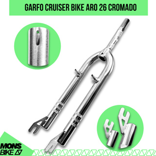 Garfo Bicicleta Aro 26 Standard 21,1mm Cromado Bike Mtb Fixo Freio V-Brake E Ferradura em Oferta na Shopee