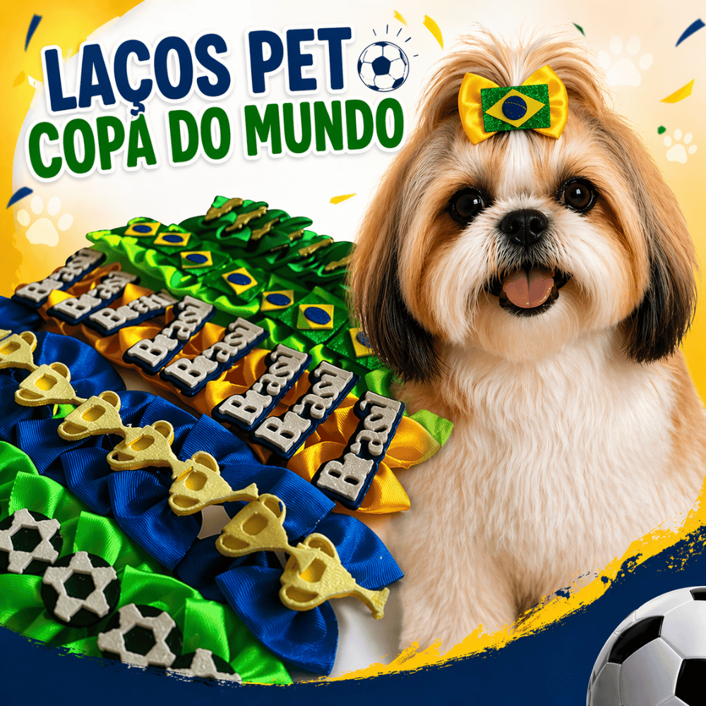 Laços Pet BRASIL Copa do Mundo Lacinho pet 32/40/50/82