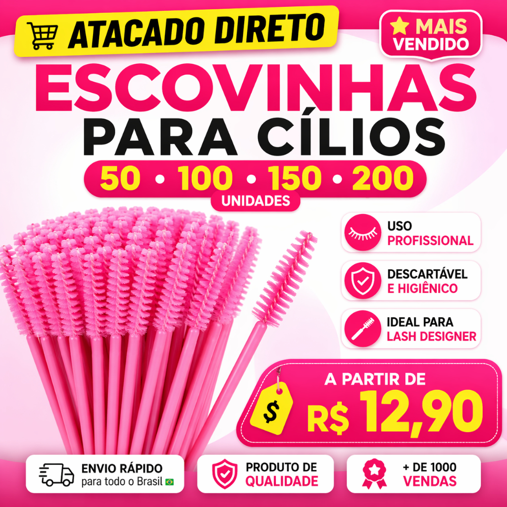 Kit Escovinha Descartável Multiuso | Cílios Sobrancelhas Maquiagem | Kit 50/ 100/ 150/ 200 Un