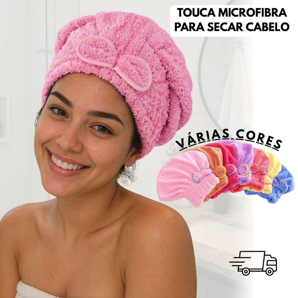 Touca Para Secar Cabelo Mágica Touca de Banho Absorvente Toalha de Microfibra Secagem Rápida Cabelos