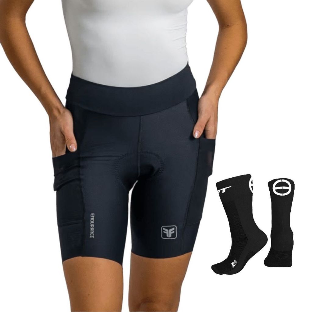 Bermuda ciclismo feminina Free Force Endurance forro Gel original + meia
