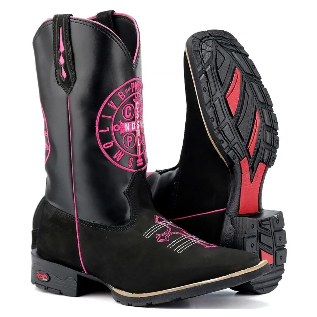 Bota Texana Country Sao Bento Estilo Rodeio, Bico Quadrado, Casual, Confortável, Moderna e Resistente