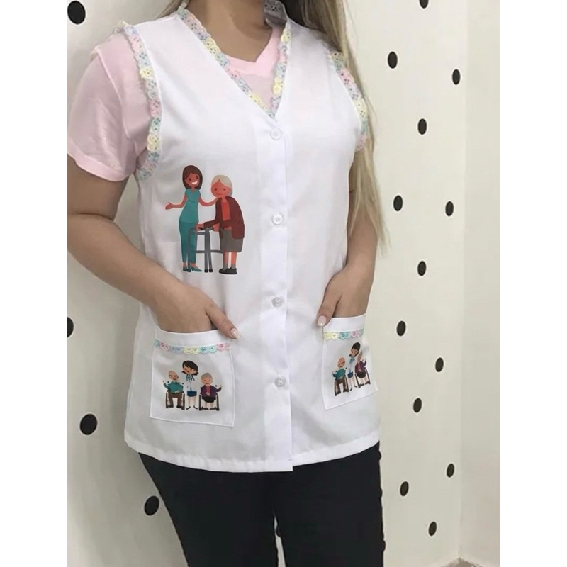 Avental Jaleco Para Cuidadora de Idosos em Oferta na Shopee