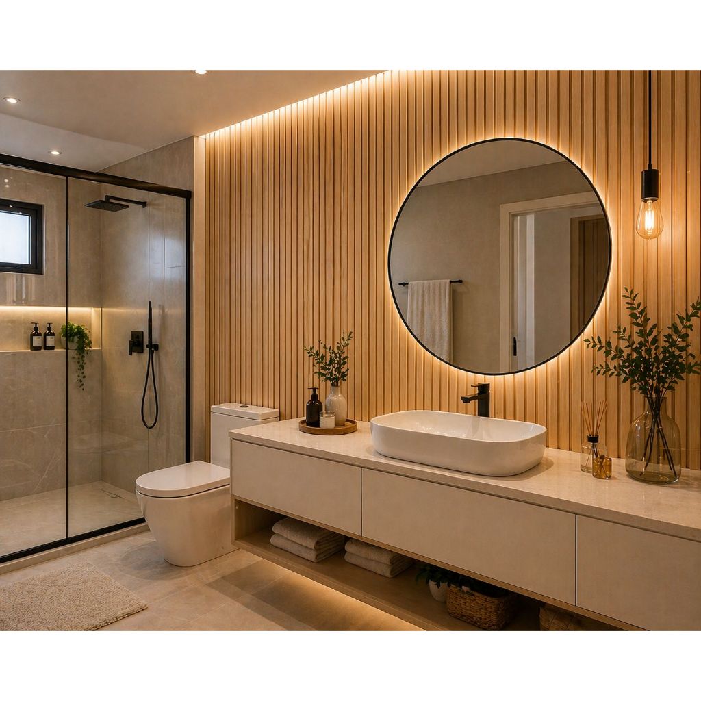 Kit 40 Placas Ripadas Grande MDF Premium 90x10 Painel Parede Decorativo Autocolante Quarto Sala Tv