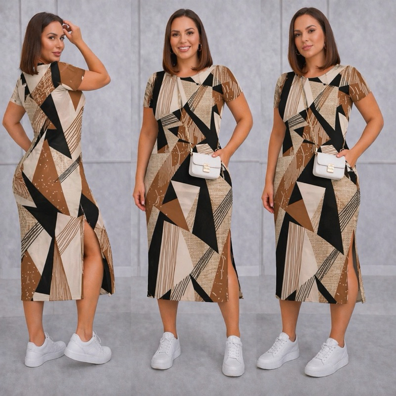 Vestido MIDI  Envio Rápido Bolso Fendas Laterais Moda Evangélica.l viscoLycra Premium, Conforto  Elegância em uma peça