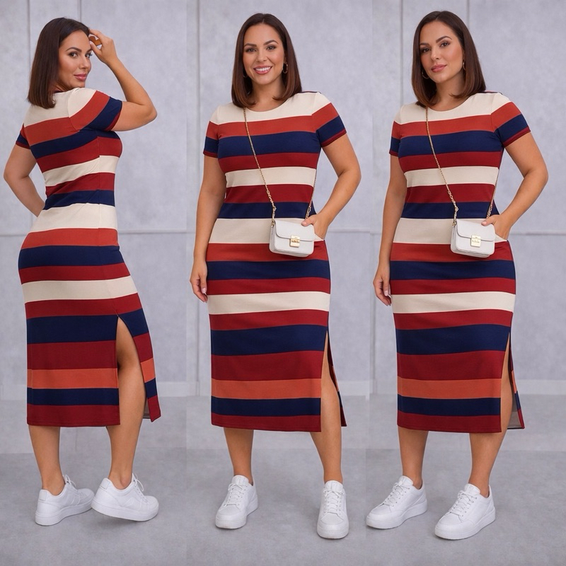 Vestido MIDI  Envio Rápido Bolso Fendas Laterais Moda Evangélica.l viscoLycra Premium, Conforto  Elegância em uma peça